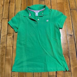 Lilly Pulitzer Green Polo Shirt with Pink Accents